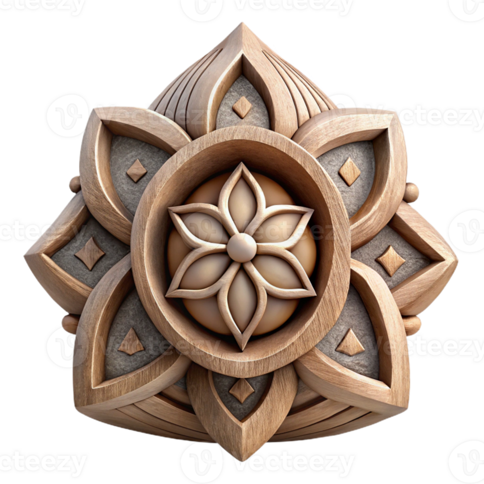 beautiful creative Wooden Carving with Traditional Motifs Front View Cutout png