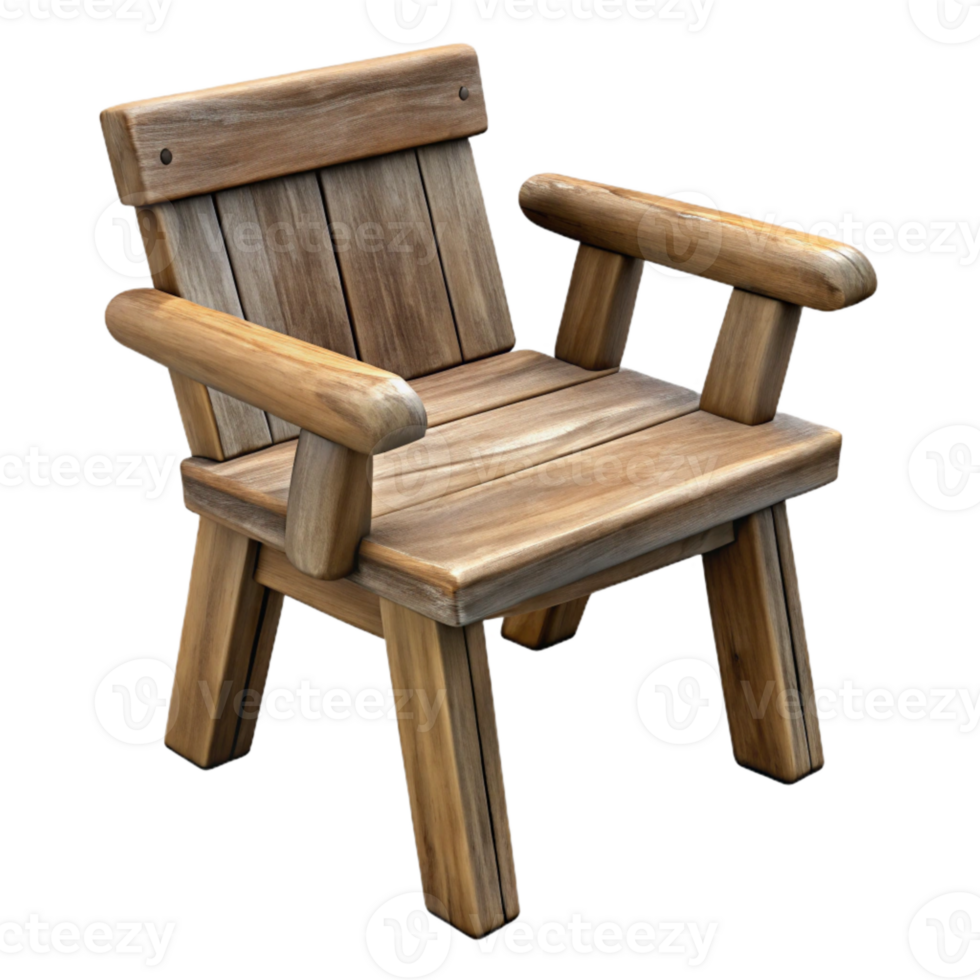 serene minimalist Wooden Chair Side View Isolated Element genuine png