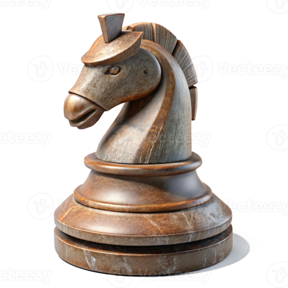 elegant contemporary Wooden Chess Piece Knight Front View Cutout authentic png