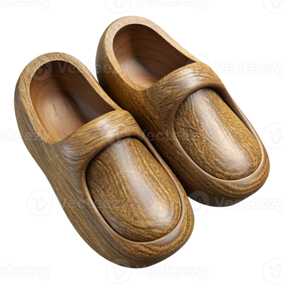 magnificent artistic Wooden Clogs Top View Cutout with Rustic Style png