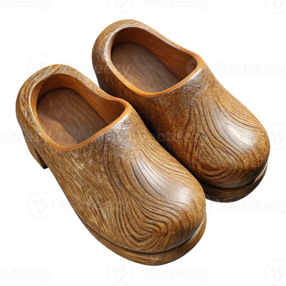 serene traditional Wooden Clogs Top View Cutout with Rustic Style high quality png
