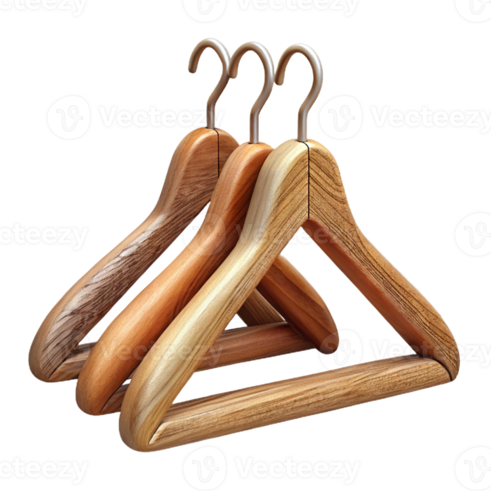 serene contemporary Wooden Clothes Hangers Side View Cutout original png