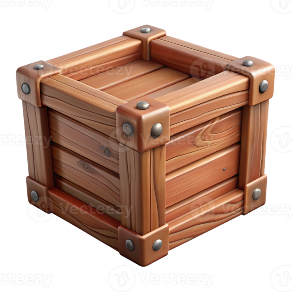 impressive abstract Wooden Crate Front View Isolated Element premium png