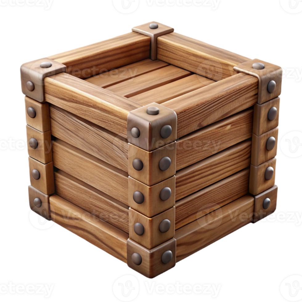 beautiful traditional Wooden Crate Front View Isolated Element premium png