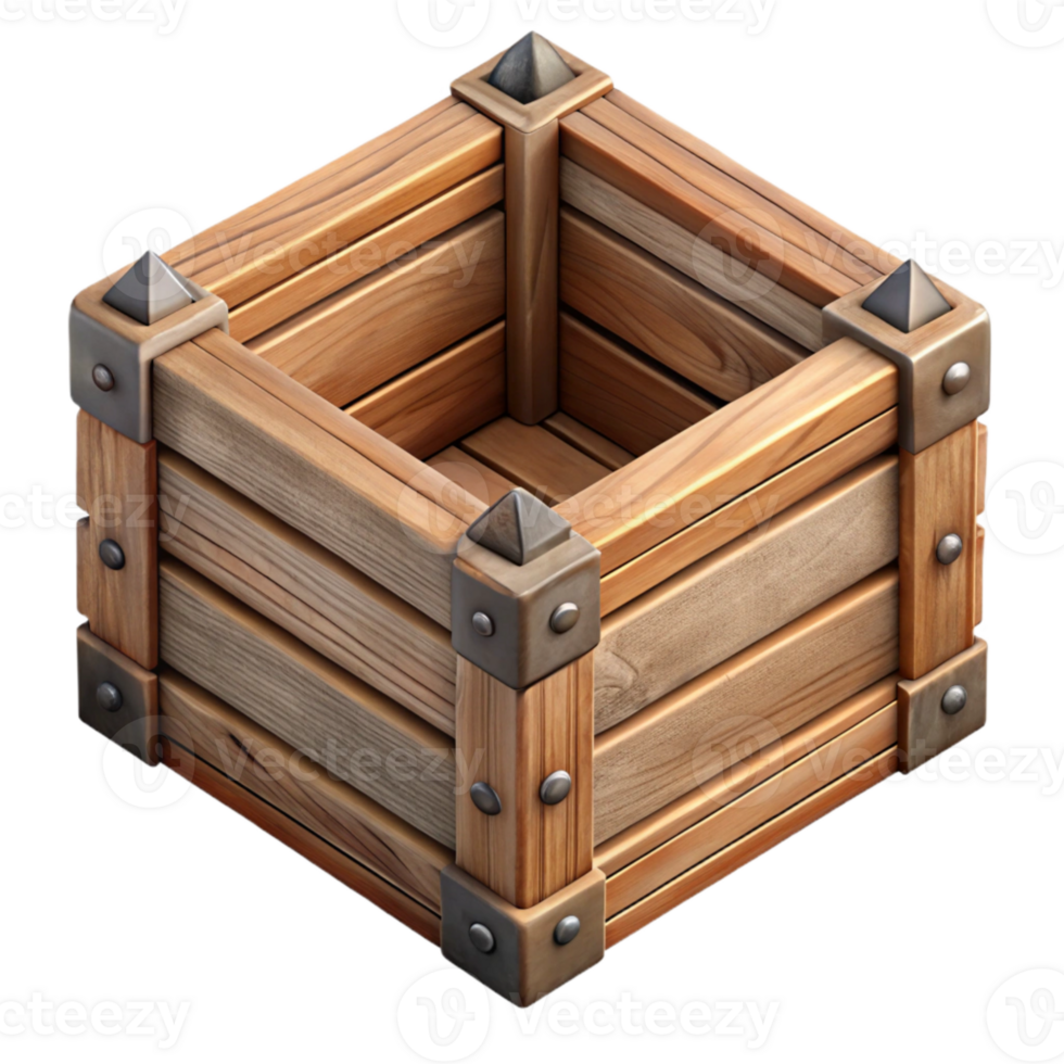 magnificent creative Wooden Crate Top View Isolated Cutout premium png