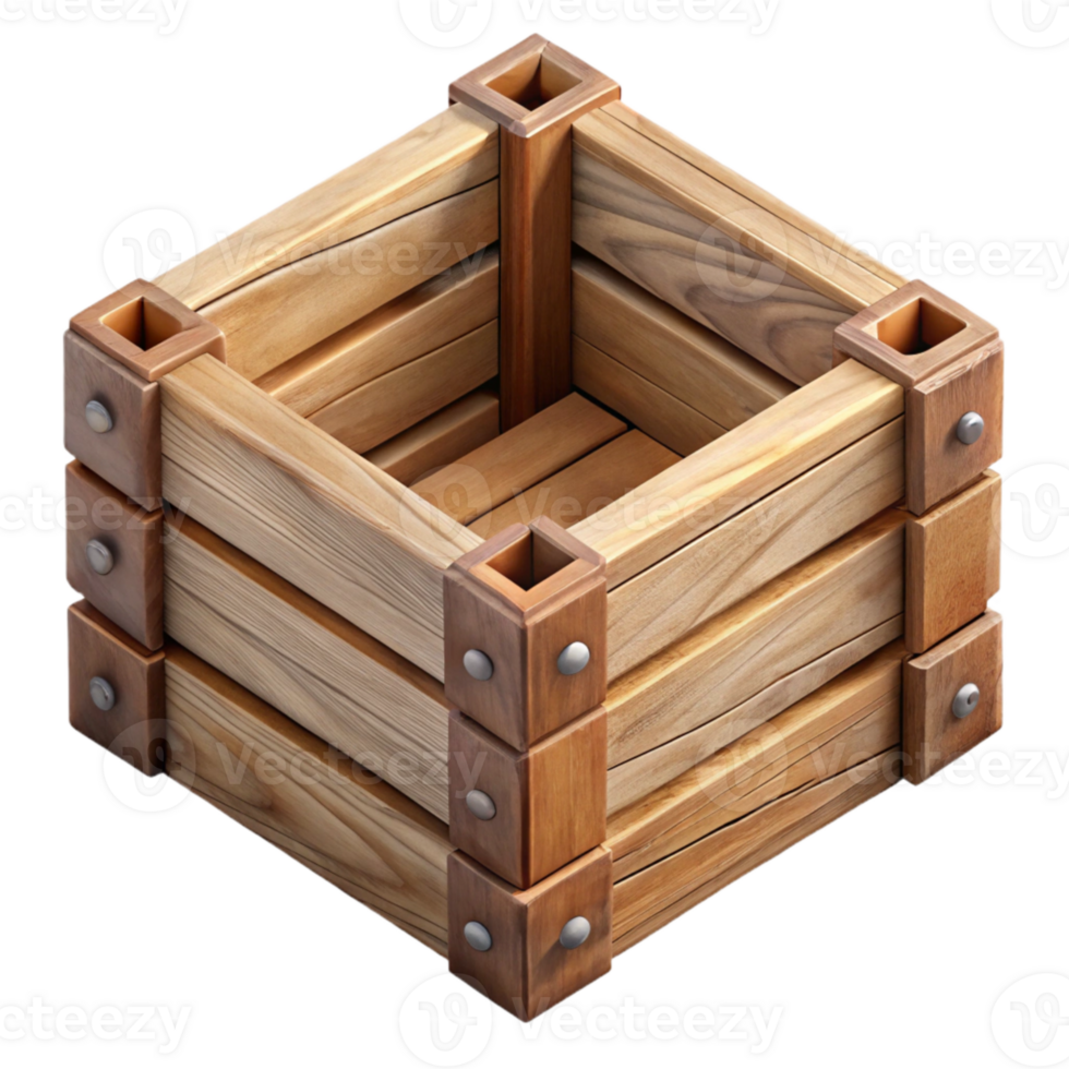 elegant contemporary Wooden Crate Top View Isolated Cutout professional png