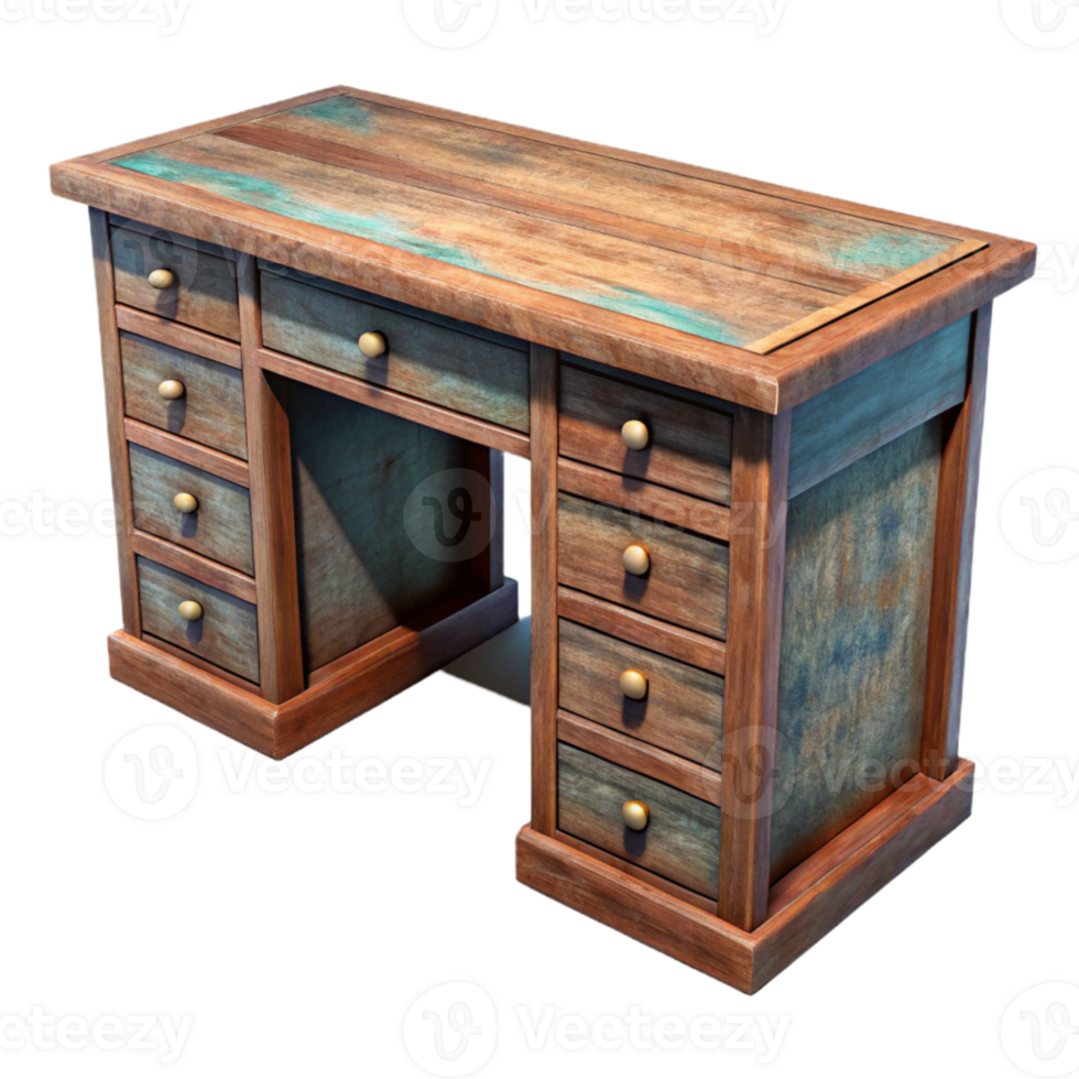 stunning minimalist Wooden Desk with Drawers Isolated professional png