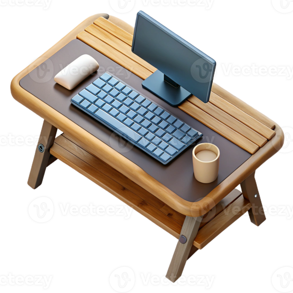wonderful traditional Wooden Desk with Keyboard Top View Cutout professional png