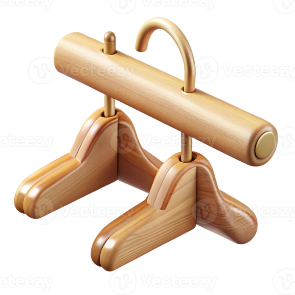 elegant minimalist Wooden Hangers on Rail Isolated Transparent Background high resolution png