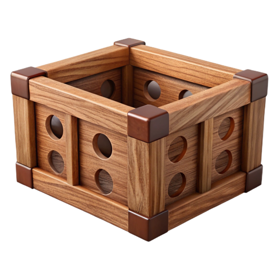 elegant rustic Wooden Planter Box Rectangular Brown Cutout premium png