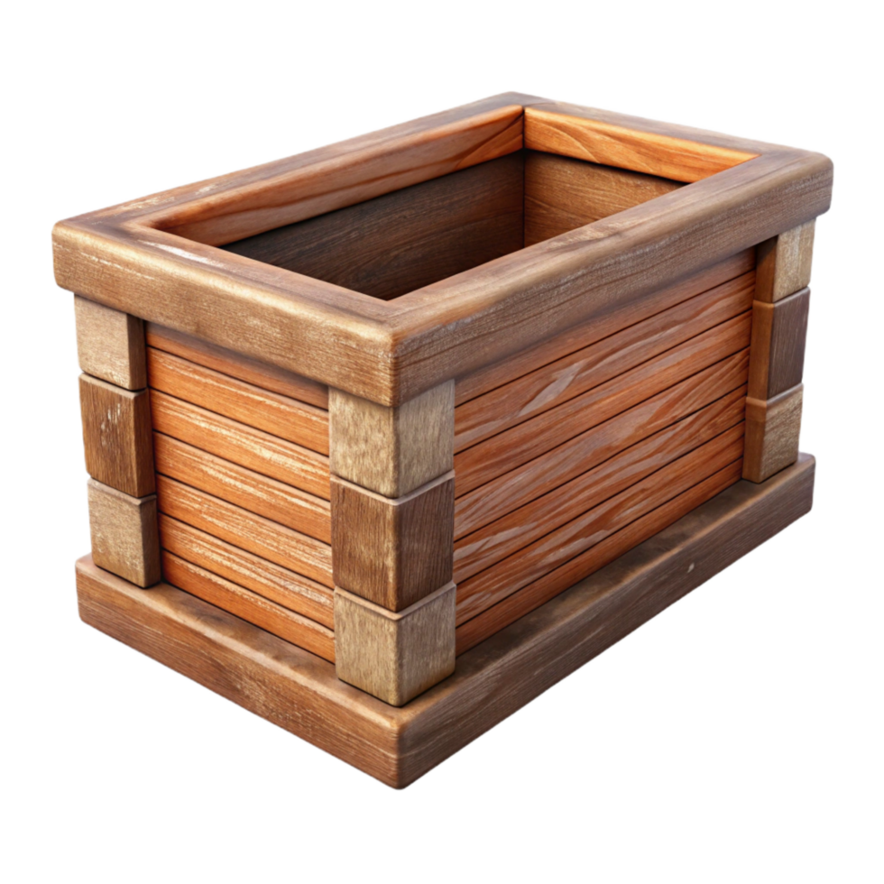elegant classic Wooden Planter Box Rectangular Brown Cutout high quality png