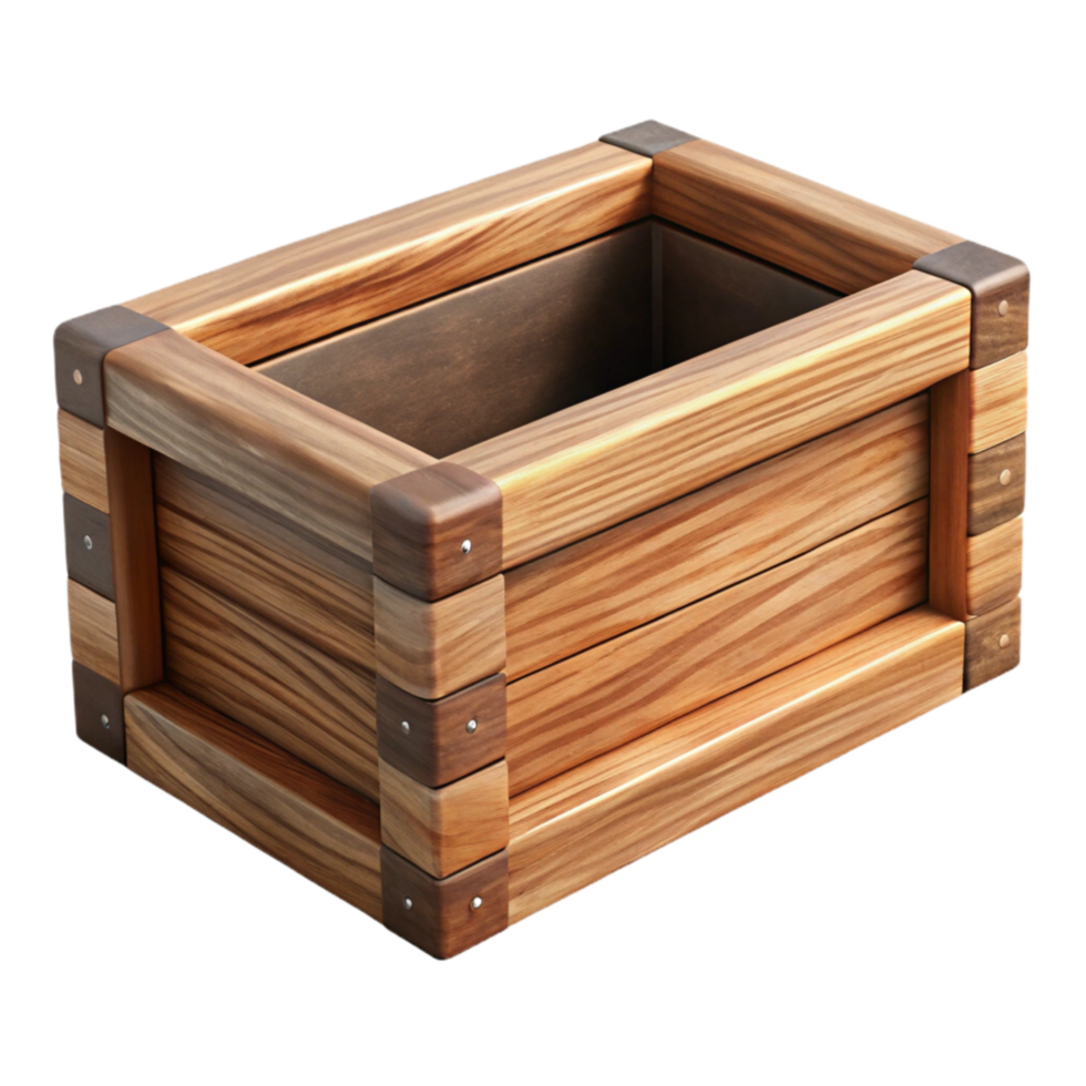 extraordinary minimalist Wooden Planter Box Rectangular Brown Cutout professional png