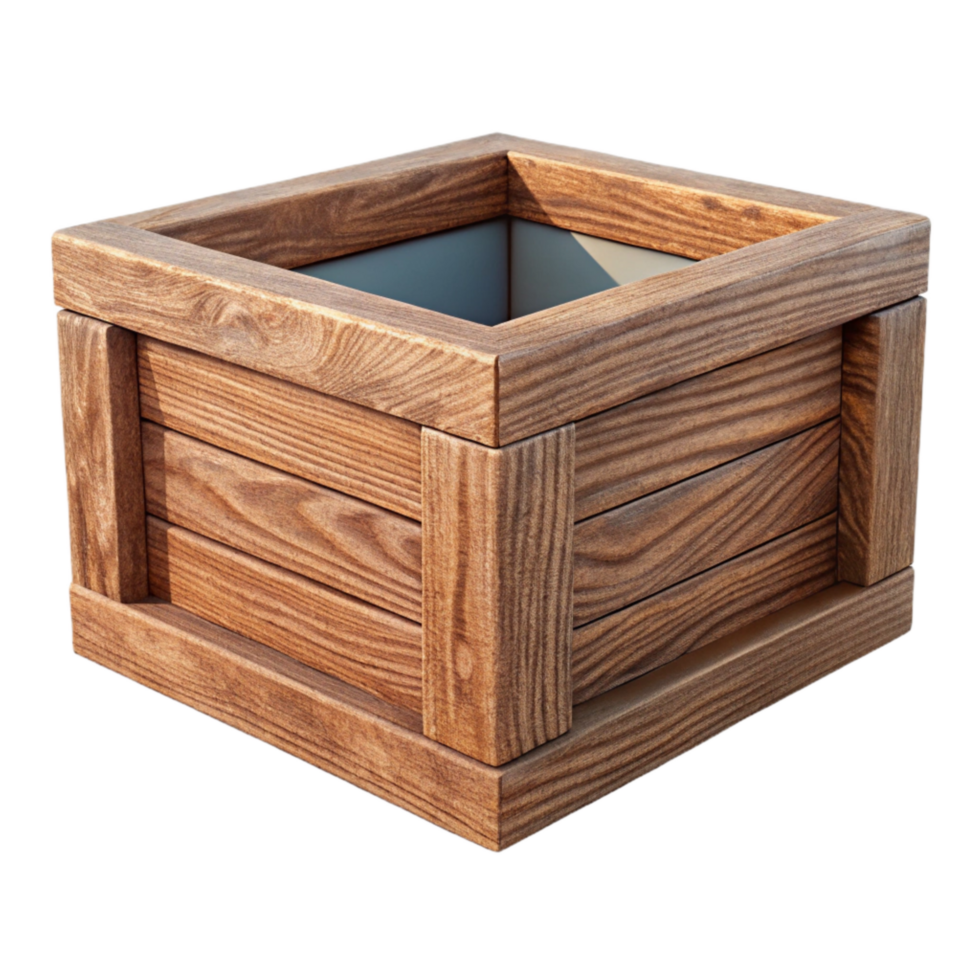 serene modern Wooden Planter Box Rectangular Brown Cutout professional png