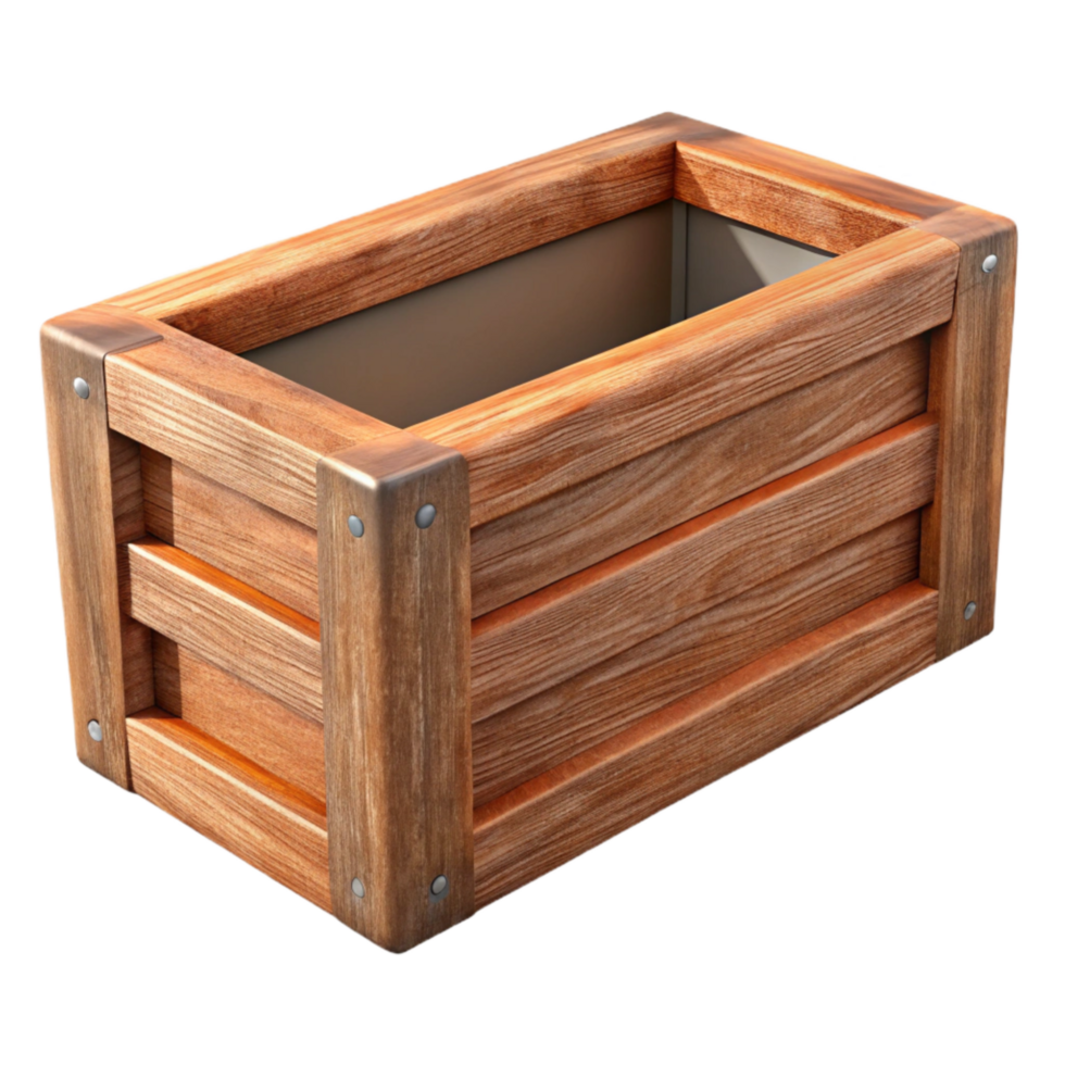 elegant traditional Wooden Planter Box Rectangular Brown Cutout high quality png