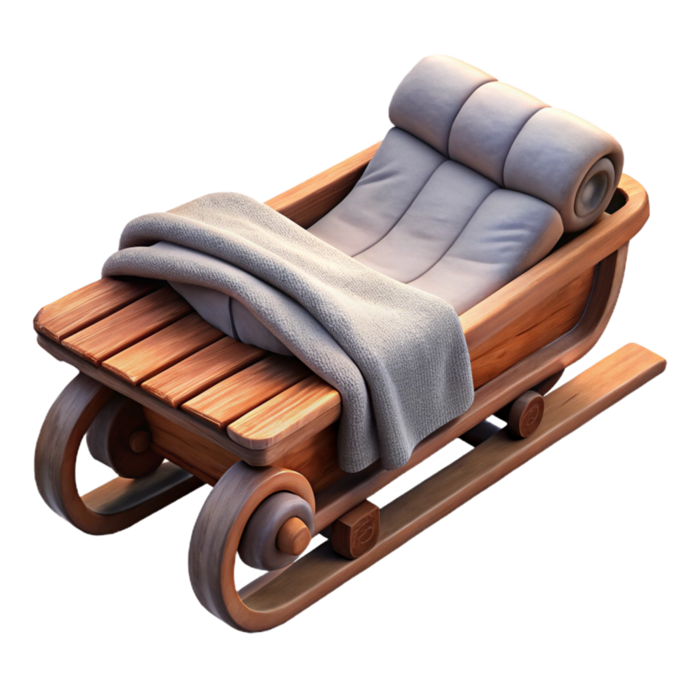 magnificent abstract Wooden Sled with Blanket Winter Setting Transparent Background png