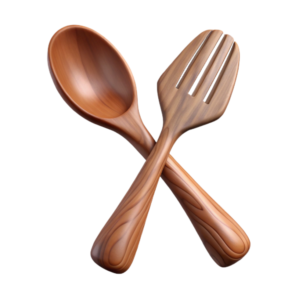 stunning modern Wooden Spoon and Fork Rustic Style Isolated authentic png