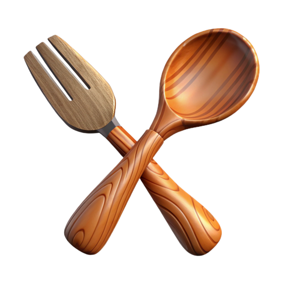 vibrant rustic Wooden Spoon and Fork Rustic Style Isolated original png