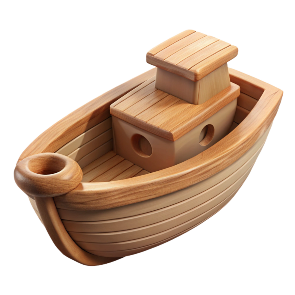 wonderful classic Wooden Toy Boat Side View Cutout png