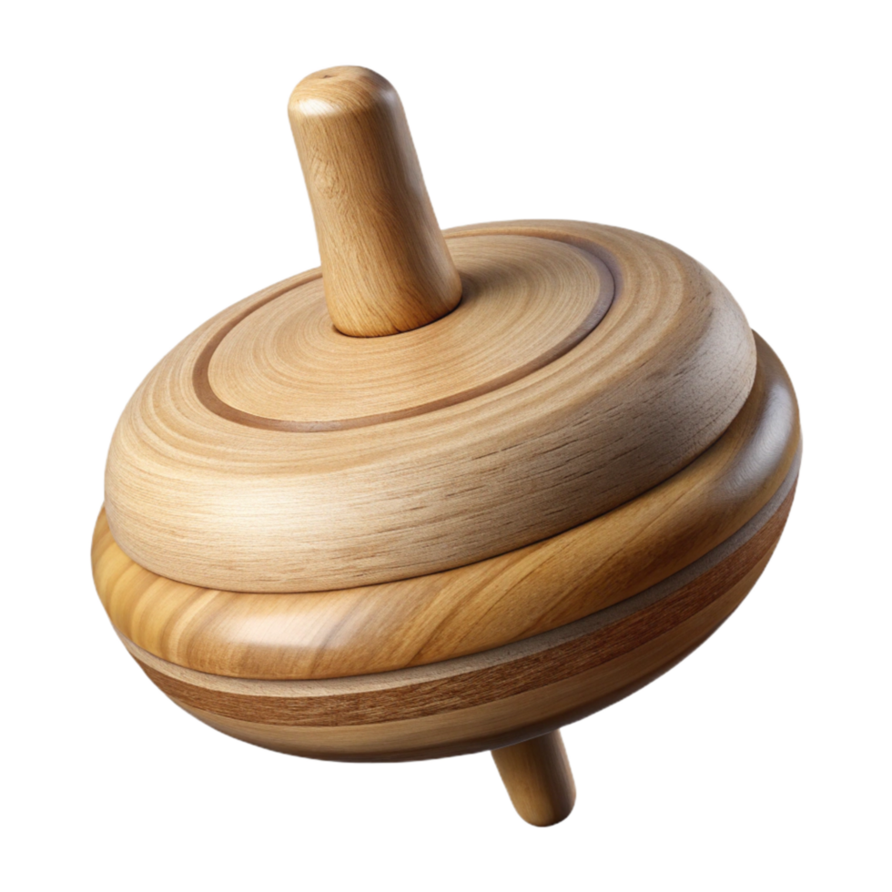 elegant abstract Wooden Toy Top Spinning Vertically Cutout professional png