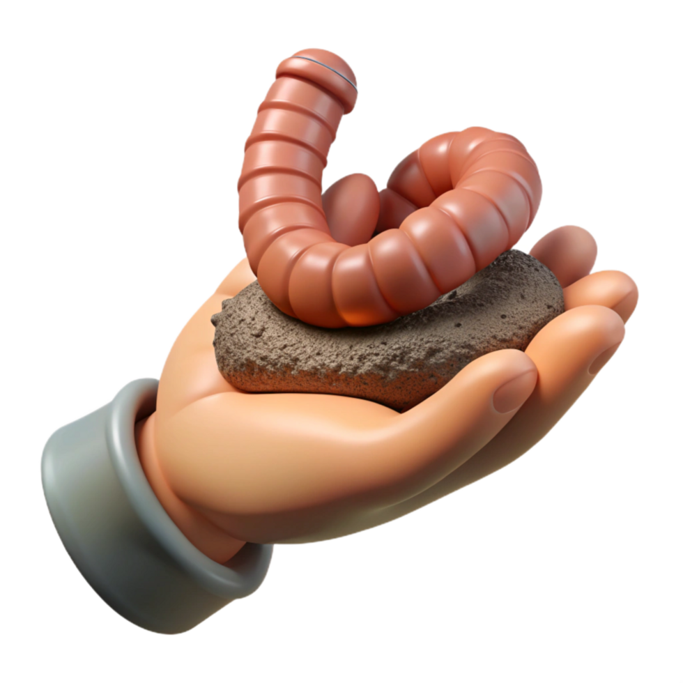 beautiful creative Worm Castings in a Hand Isolated on White original png