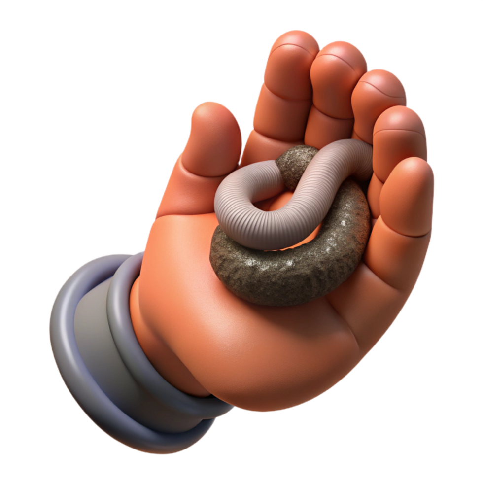 dramatic rustic Worm Castings in a Hand Isolated on White detailed png