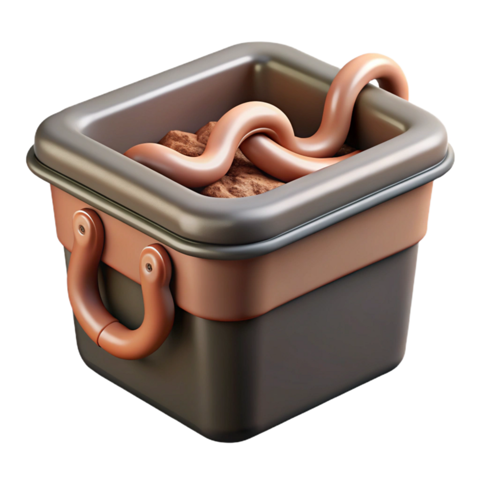 stunning traditional Worm Composting Bin with Red Worms Isolated on White exclusive png