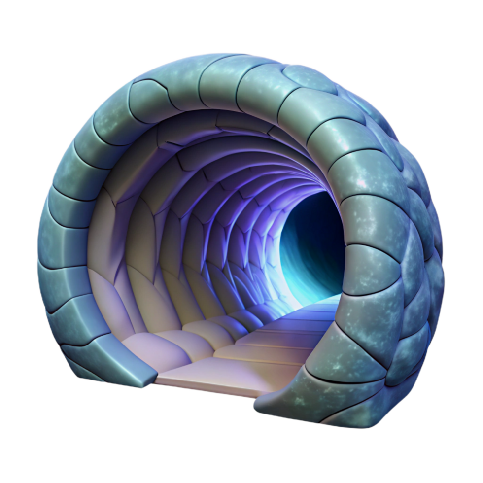 serene rustic Wormhole Tunnel Isolated on Transparent Background Side View detailed png