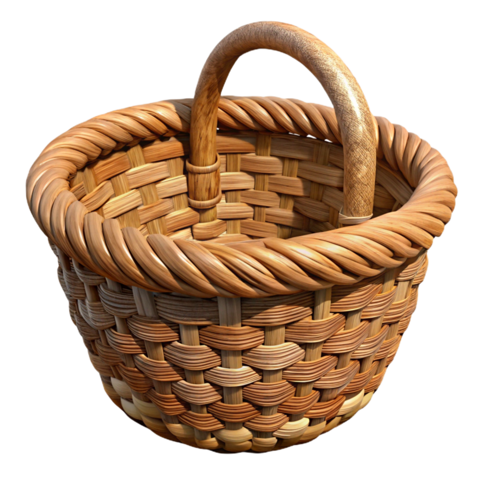 dramatic creative Woven Basket Cutout with Rustic Texture Transparent Background professional png