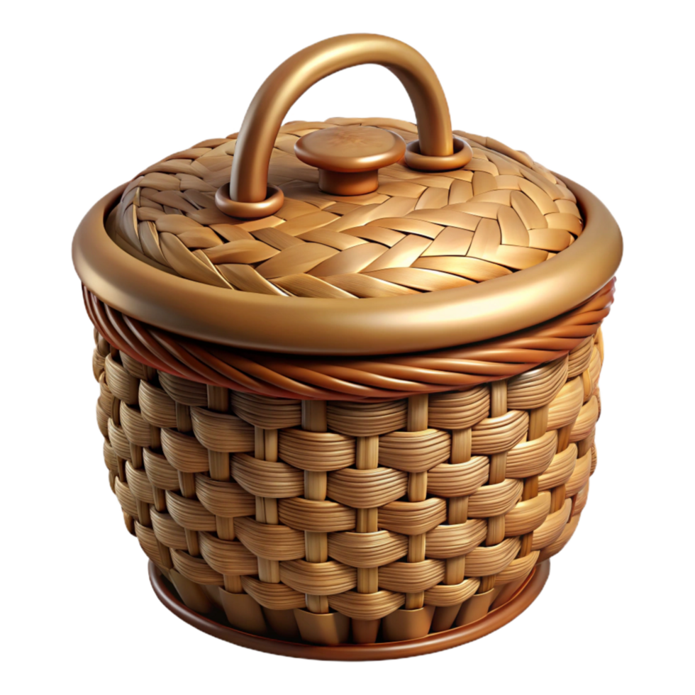 wonderful creative Woven Basket Lidded Design Isolated Element high quality png