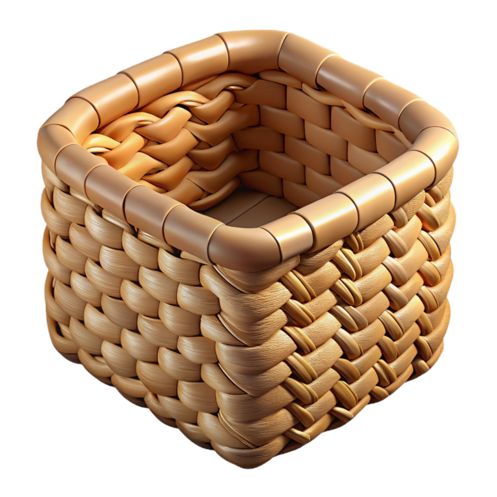 serene artistic Woven Basket Square Shape Isolated Element high quality png