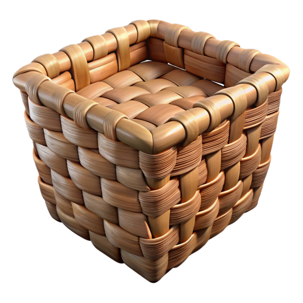 beautiful creative Woven Basket Square Shape Isolated Element high quality png