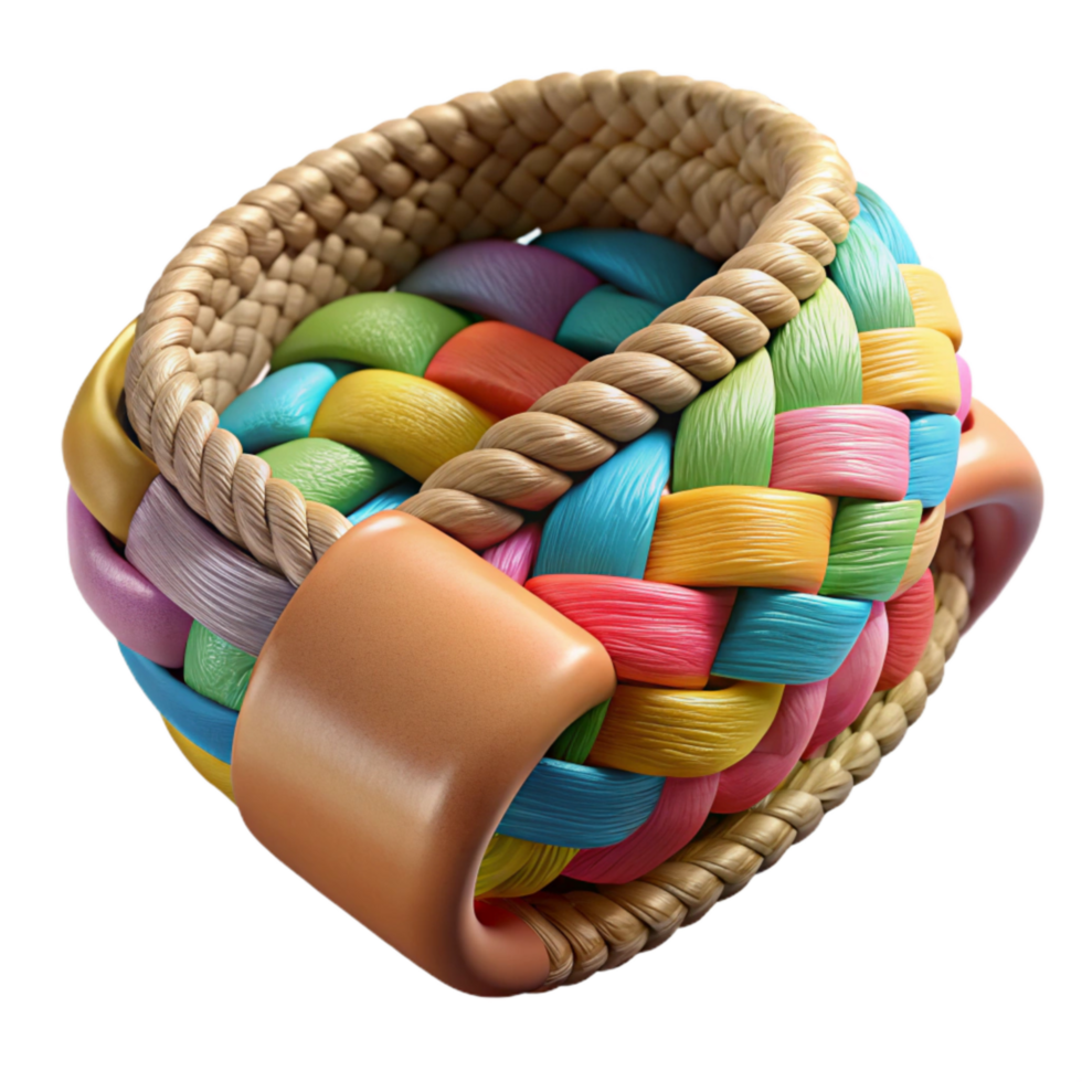 impressive modern Woven Bracelet with Colorful Threads Close Up Cutout detailed png