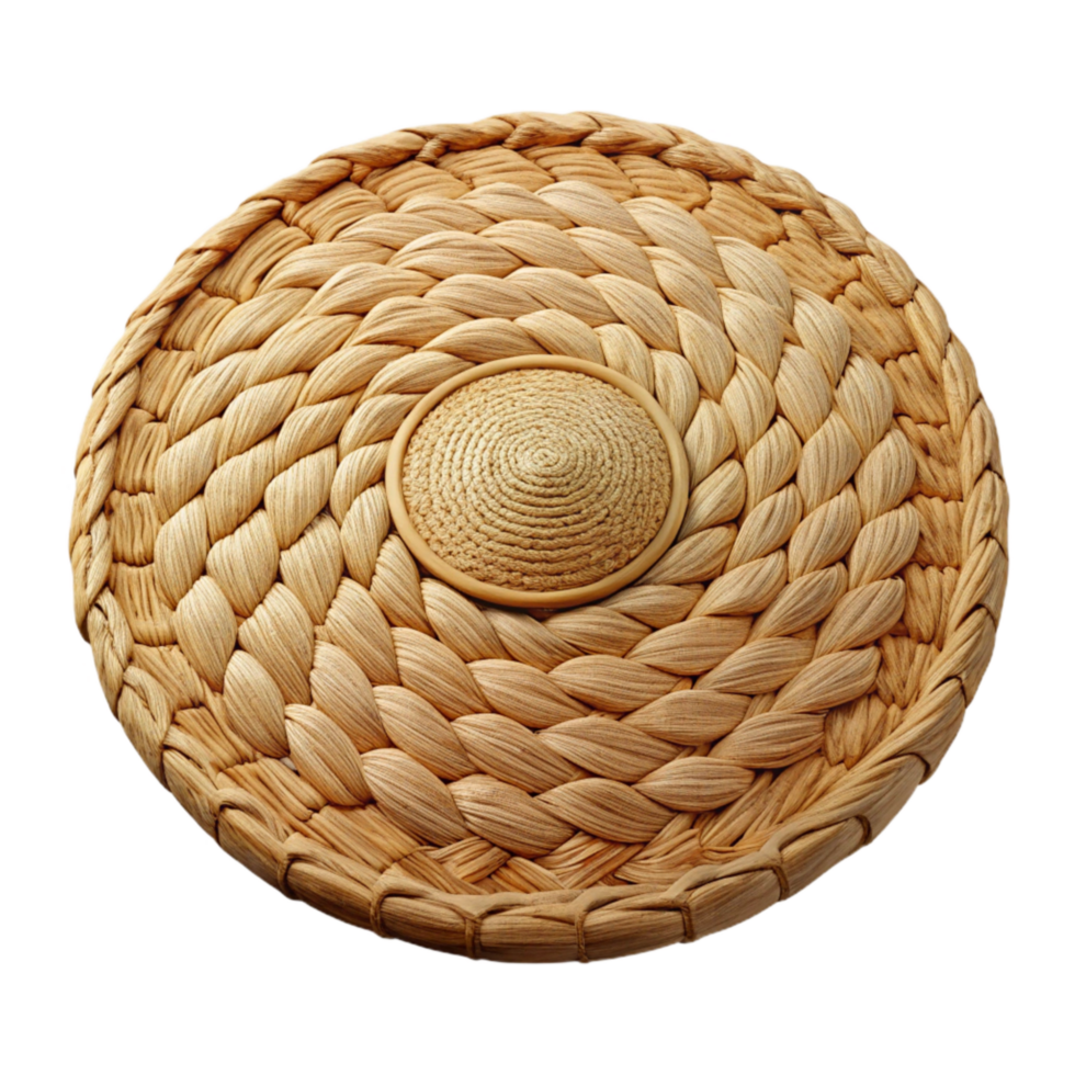 wonderful minimalist Woven Raffia Placemat with Circular Shape Transparent Background genuine png