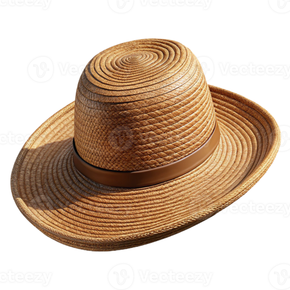 impressive abstract Woven Straw Hat with Wide Brim Isolated Element genuine png