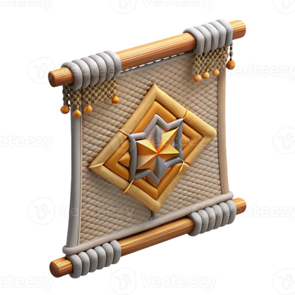 extraordinary vintage Woven Tapestry Geometric Design Isolated on Transparent Background high quality png