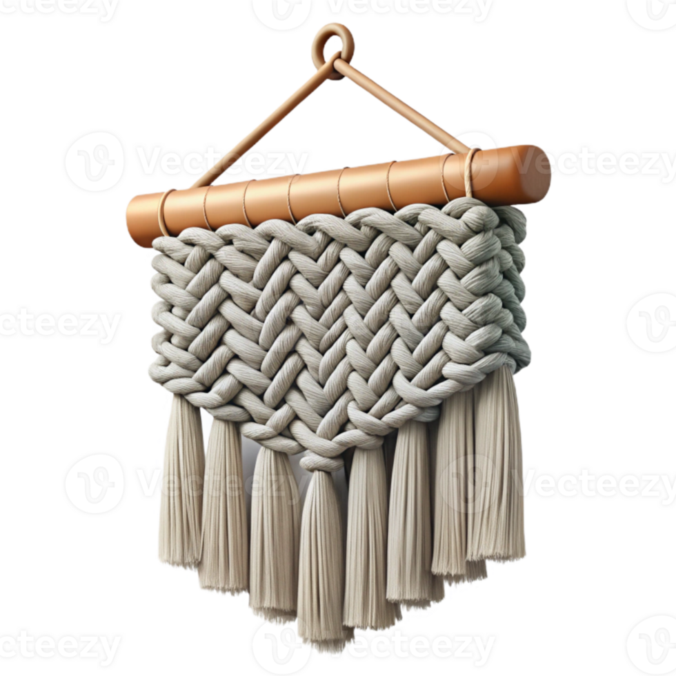 elegant traditional Woven Wall Hanging Macrame Design Isolated on Transparent Background high resolution png