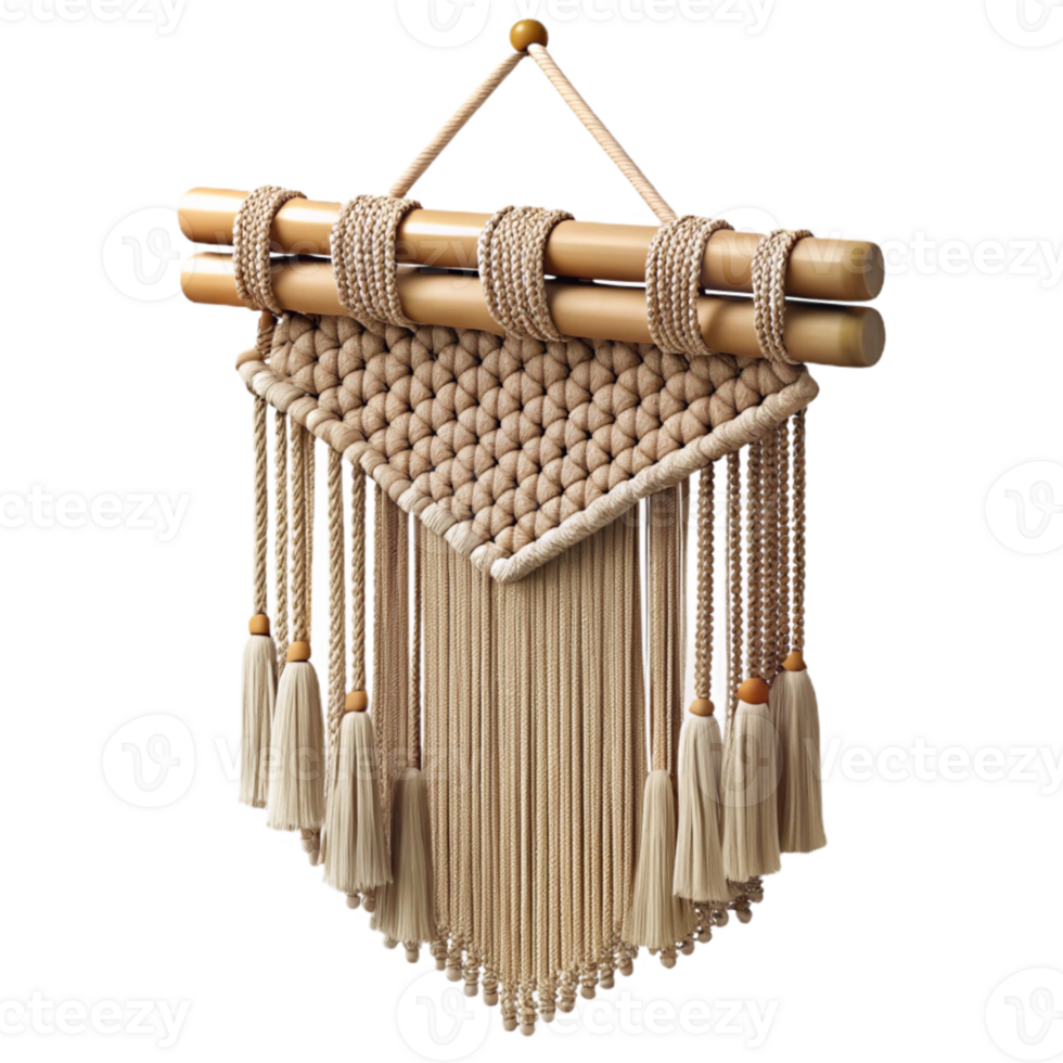 beautiful minimalist Woven Wall Hanging Macrame Design Isolated on Transparent Background exclusive png