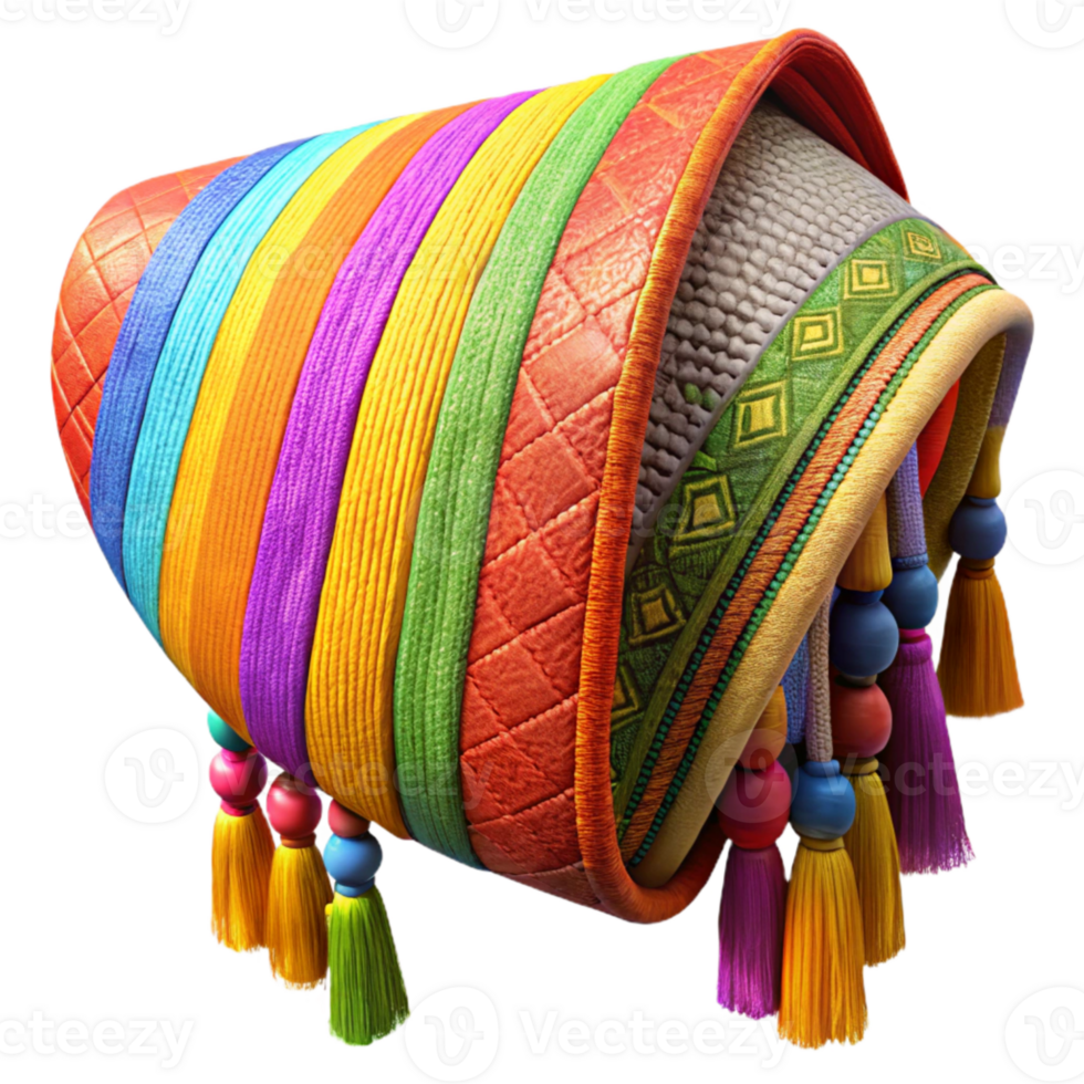 dramatic creative Woven Textile with Bright Colors Detailed Pattern Isolated exclusive png