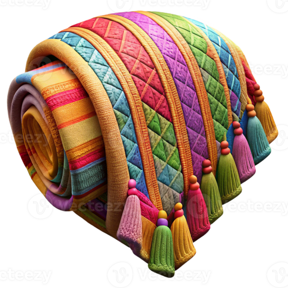 impressive traditional Woven Textile with Bright Colors Detailed Pattern Isolated genuine png