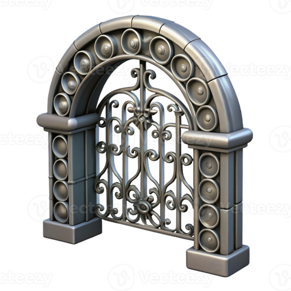 wonderful vintage Wrought Iron Gate Arch Design Isolated Element Transparent Background genuine png
