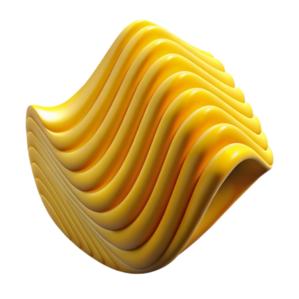 impressive minimalist Yellow Geometric Wave Pattern Cutout Isolated Element high resolution png