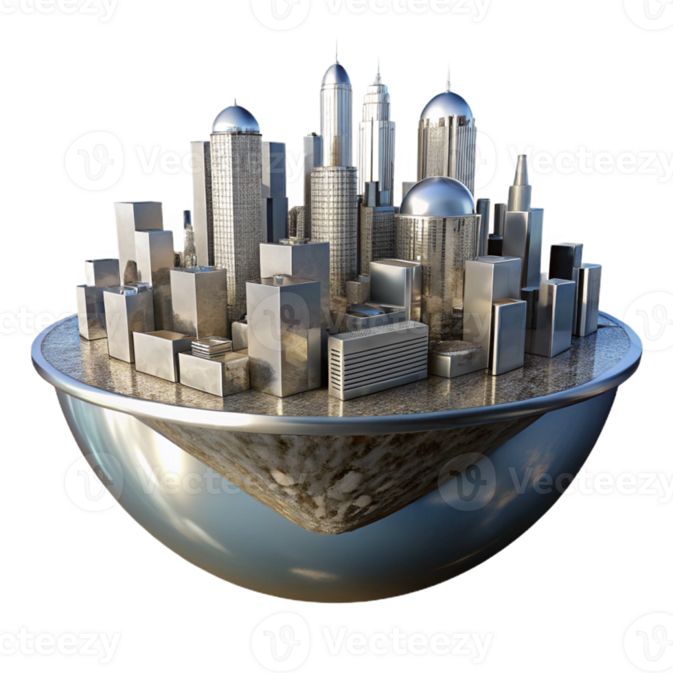 impressive abstract Parallel Universe Cityscape Mirrored Reflection Isolated professional png