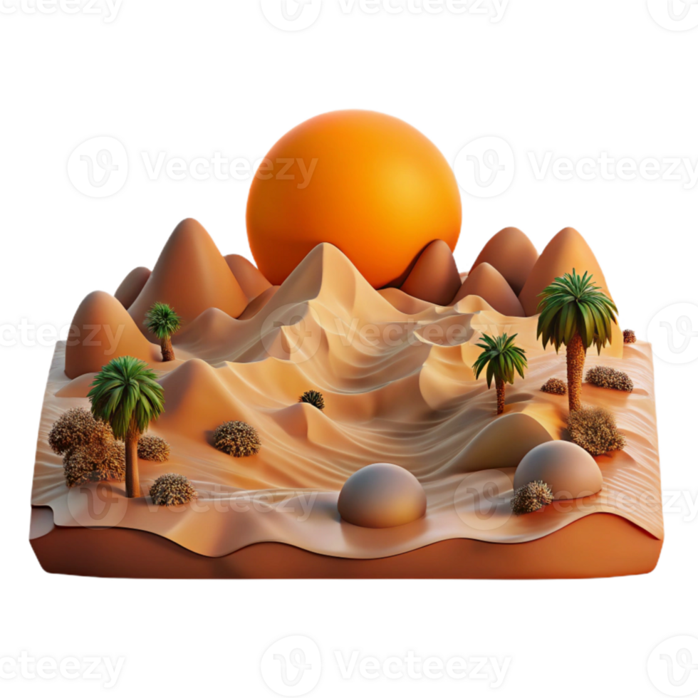 stunning classic Parallel Universe Desert Scene Orange Transparent Background professional png