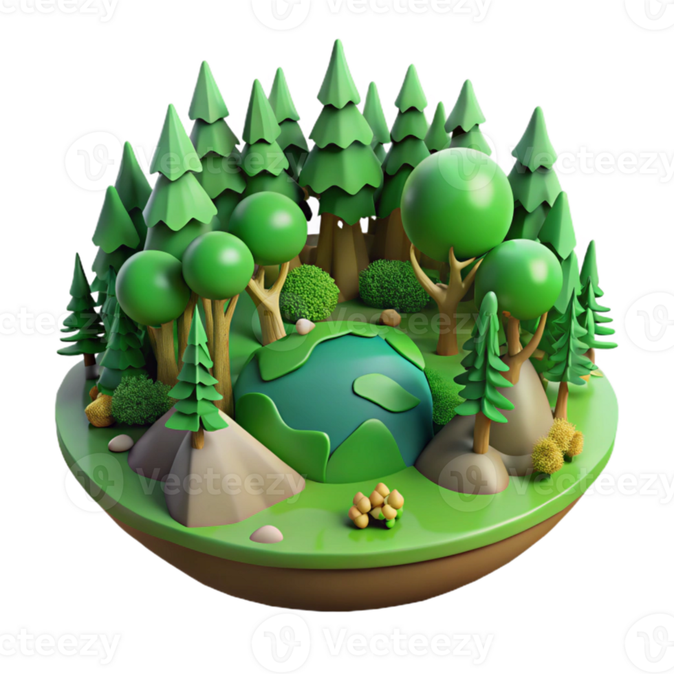 beautiful artistic Parallel World Forest Scene Green Cutout png