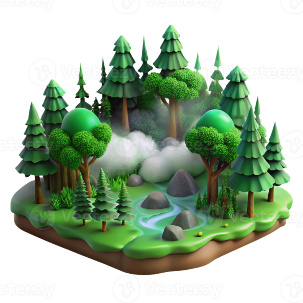 wonderful classic Parallel World Forest Scene Green Cutout premium png