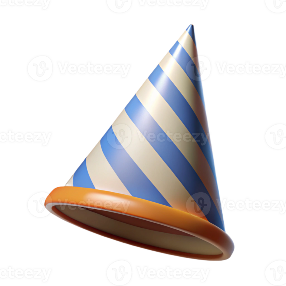 dramatic artistic Party Hat Cone Shaped Striped Transparent Background exclusive png