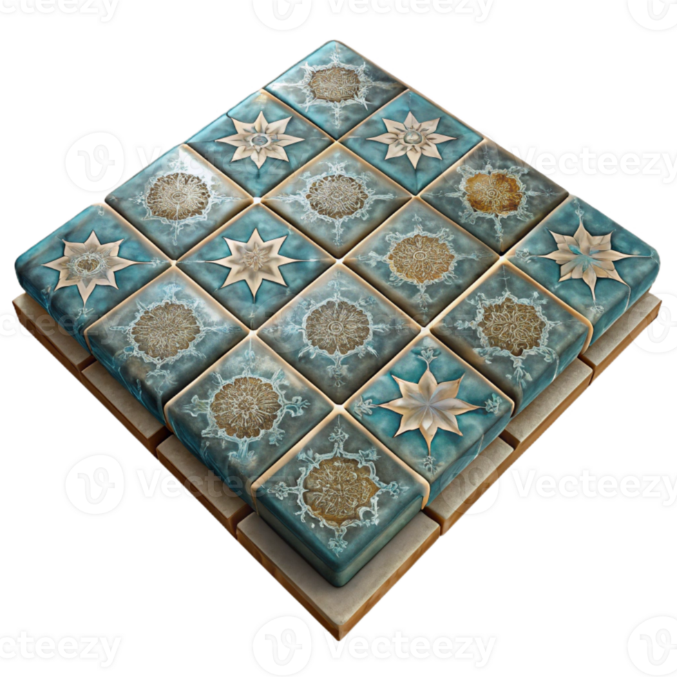 impressive rustic Patterned Tile Floor Section Transparent Background png