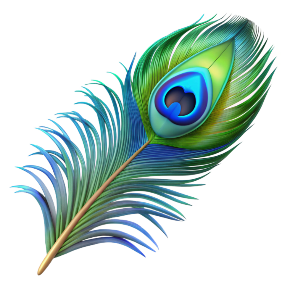 magnificent creative Peacock Feather Iridescent Blue Green Detail Transparent Background original png