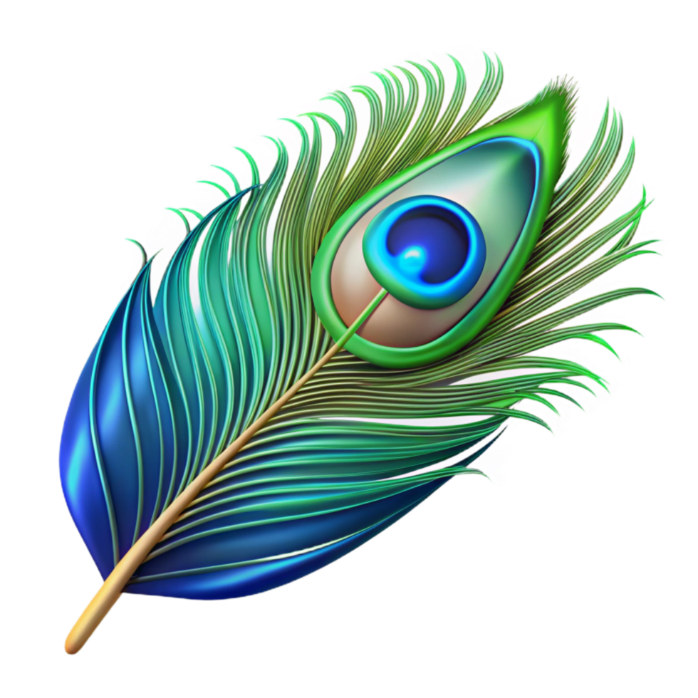 wonderful creative Peacock Feather Iridescent Blue Green Detail Transparent Background original png