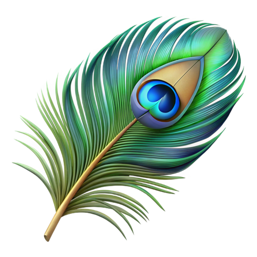serene abstract Peacock Feather Iridescent Colors Isolated Cutout professional png